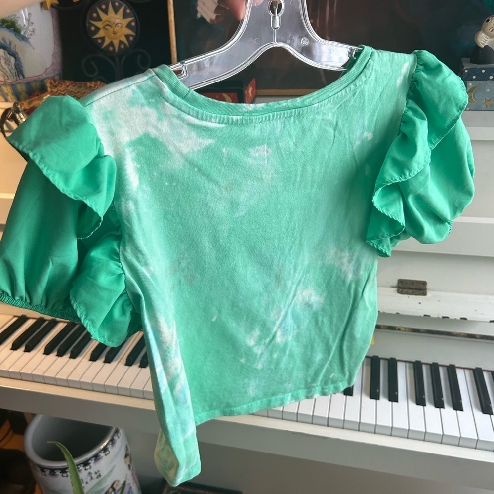 Industry Y2K Fairy Grunge Boho Tie Dye Cropped Top Frilly Sleeve - Picture 8 of 16